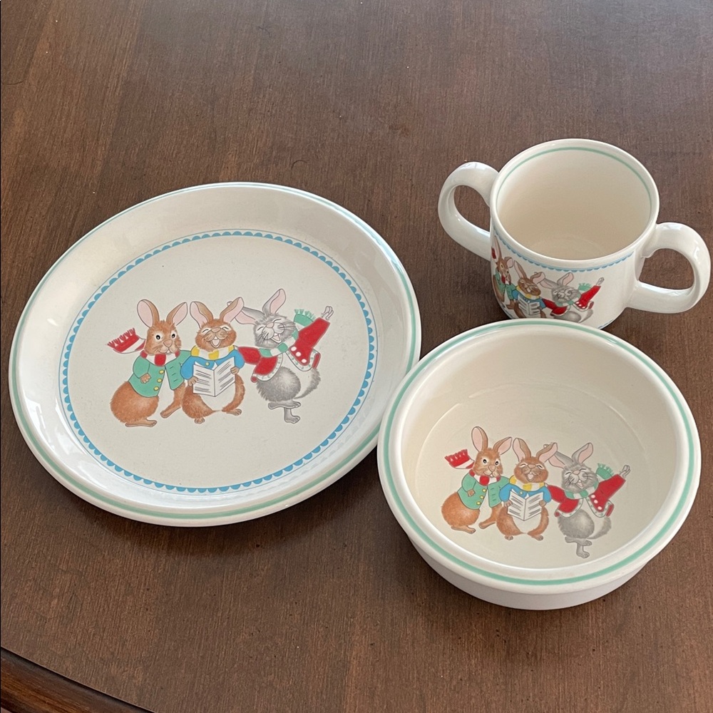 Mikasa Bunny Do Re Mi Party Tableware Set - Cream and blue